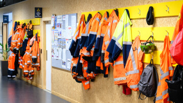 Hi vis jackets on the wall